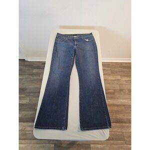 Mossimo Stretch Women Blue Bootcut Jeans Size 14 Dark Wash Denim Mid Rise